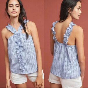 Anthropologie | Waverly Grey Ruffle Pola Dot Top Size Small NWT‎